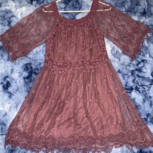 Umgee Women's Lace Dress in Mauve
